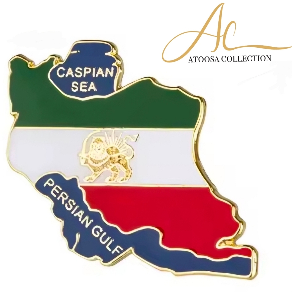 Iran Map Lapel Pin Lion and Sun Flag Women Life Freedom Persian Brooch - Picture 6 of 6